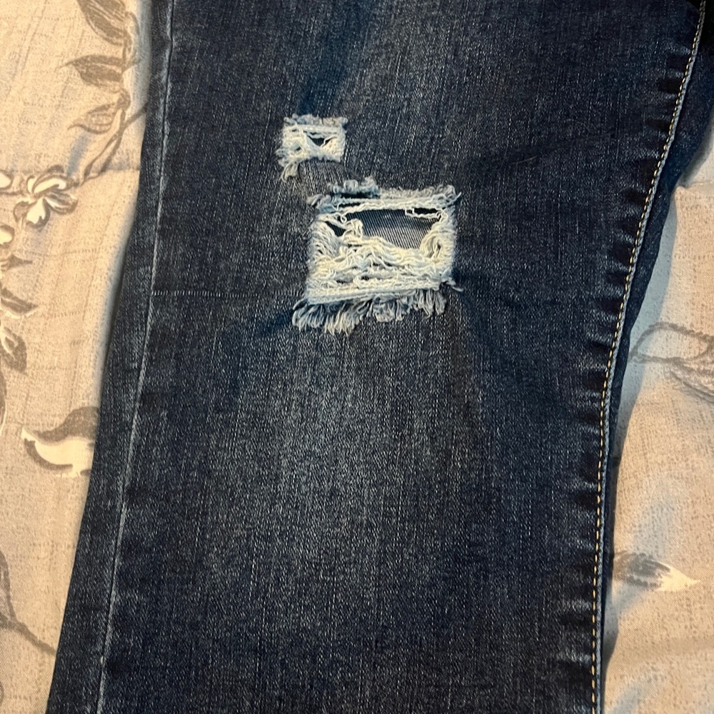 Size 14 one 5 one Dark Blue Distressed Boyfriend Jeans - Picture 4 of 8